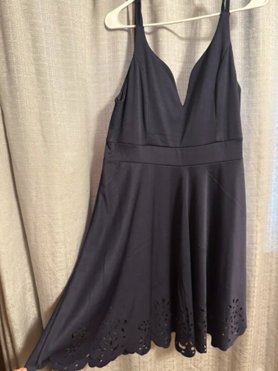 Dresses & Skirts - Plus Solid Navy Laser Cut Cami Dress